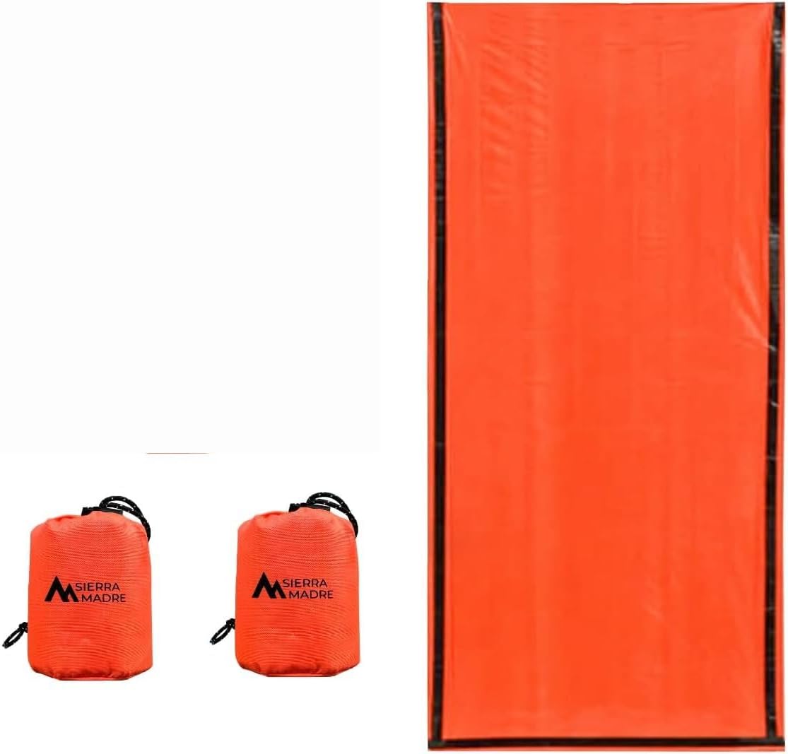 Sierra Madre Emergency Sleeping Bag – Ultralight, Waterproof Mylar Thermal Bivy Sack Tent for Hiking, Bug-Out Bags, Survival Kits